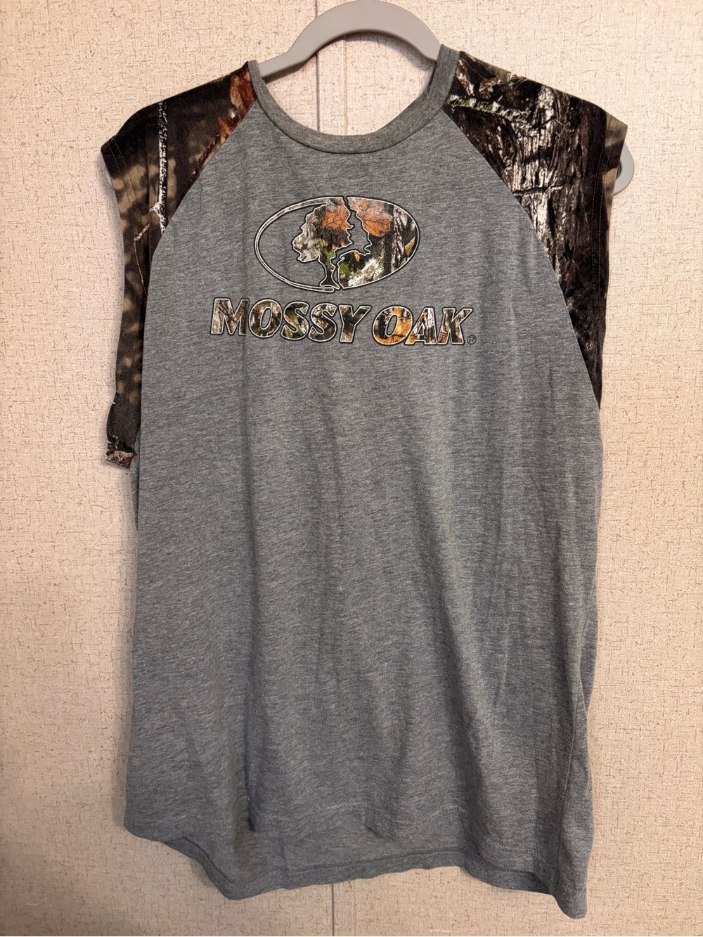 Mossy Oak Men's Gray Camo Raglan Tee XL